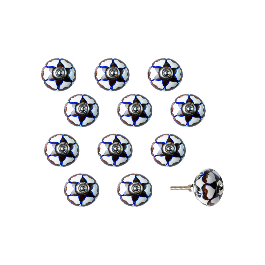 Hand Painted 1.5" Diameter Mushroom Knob Multipack (Set of 12) Taj Hotel