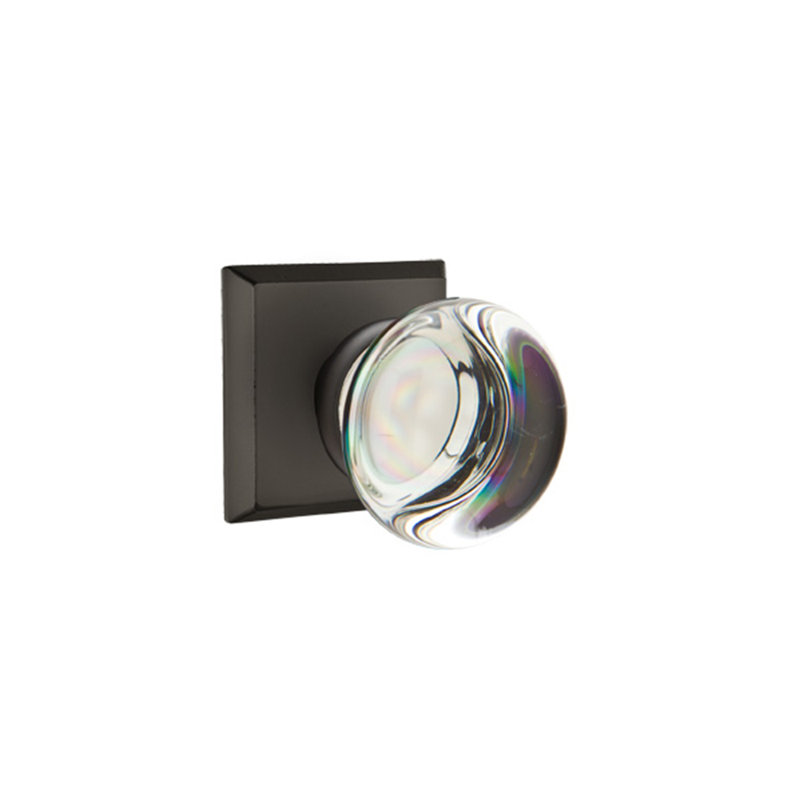 Poignée cristal d’intimité avec # 6 rose Providence, Bronze plat noir patiné