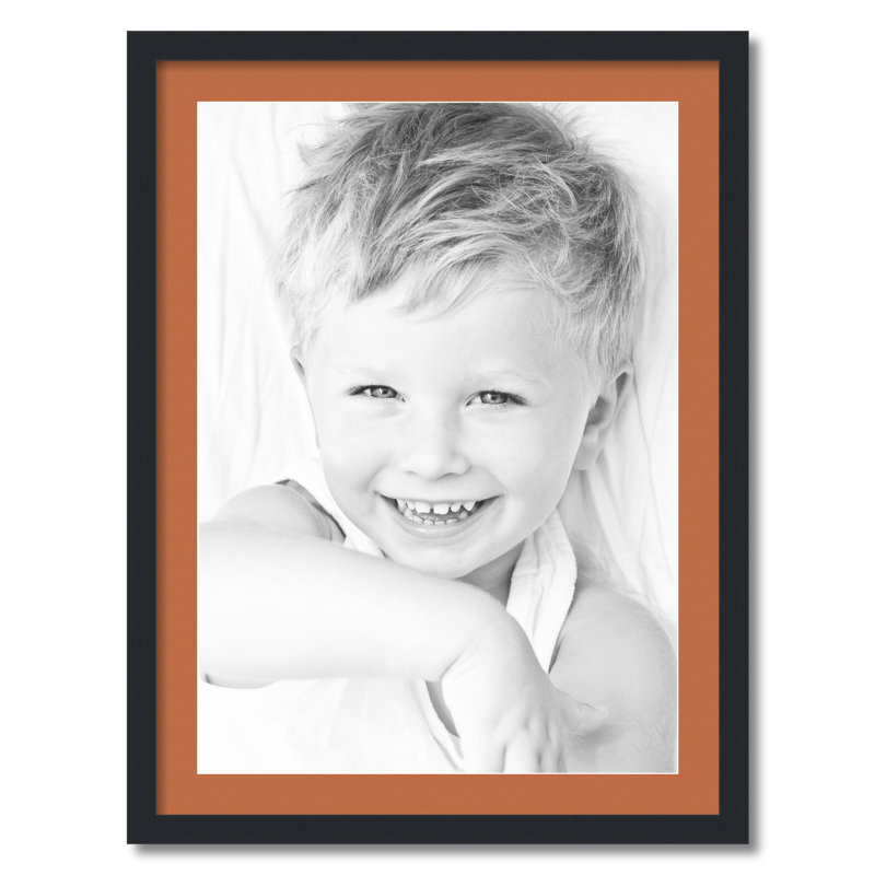 Wood Picture Frame with Mat, Red Orange
