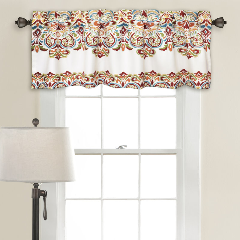 Damask Tailored Window Pelmet, Turquoise/Tangerine