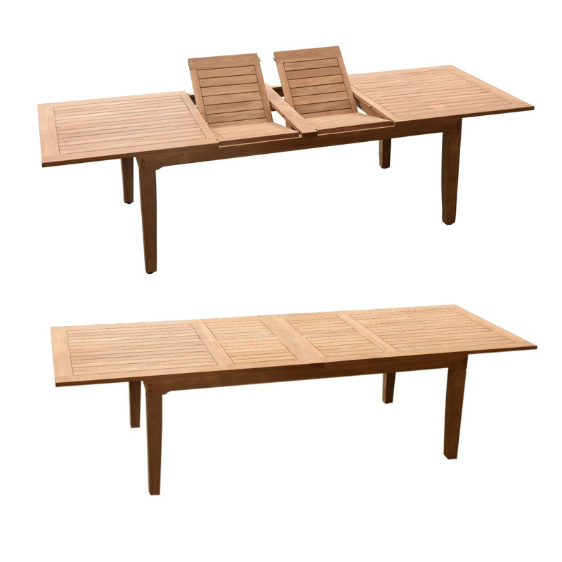 Metson 10 - Person Teak Wood Patio Dining Set with Rectangular Table, 8