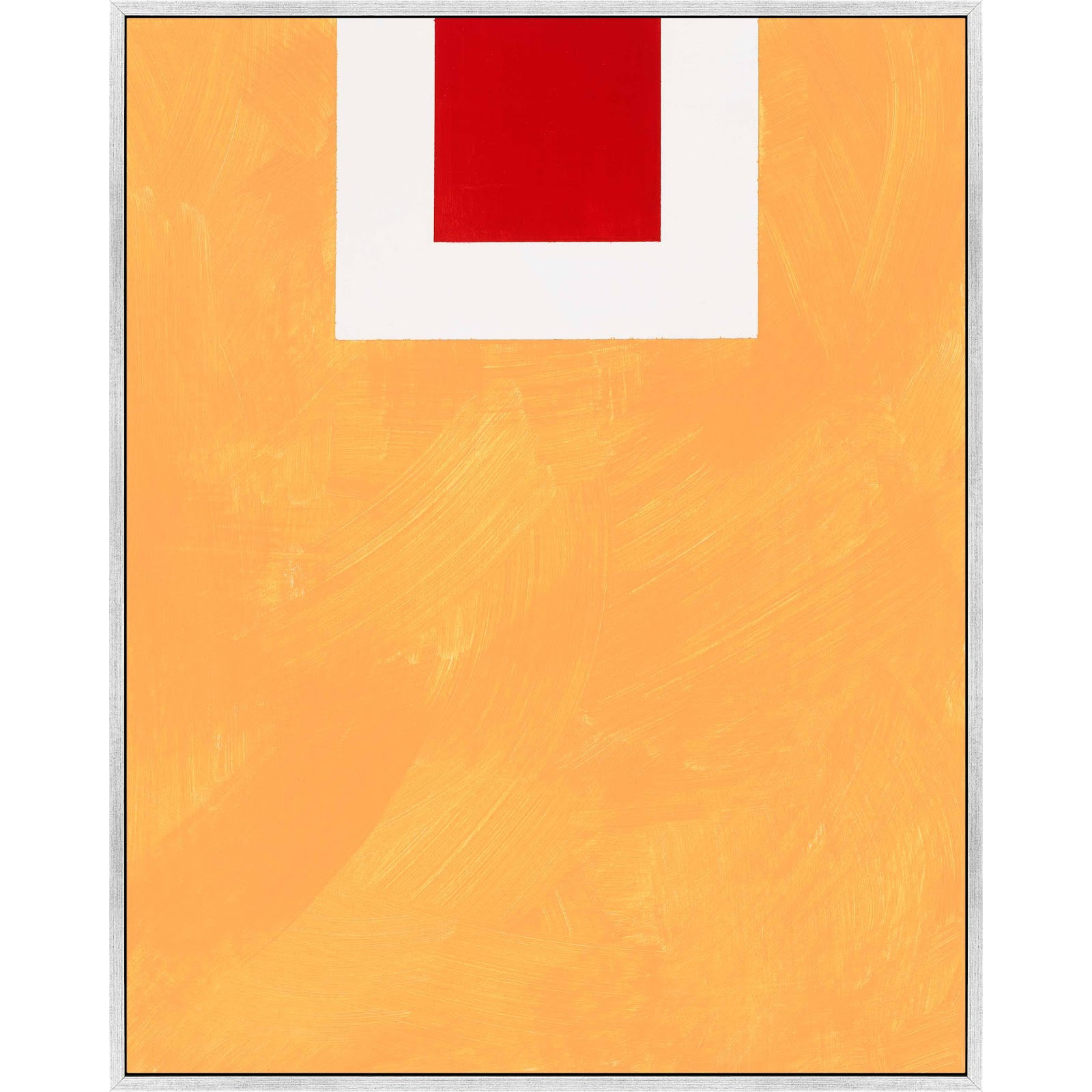 Square Sunrise by Robert Kamnatnik, Silver Framed Canvas, 38" H x 30" W x 1.38" D
