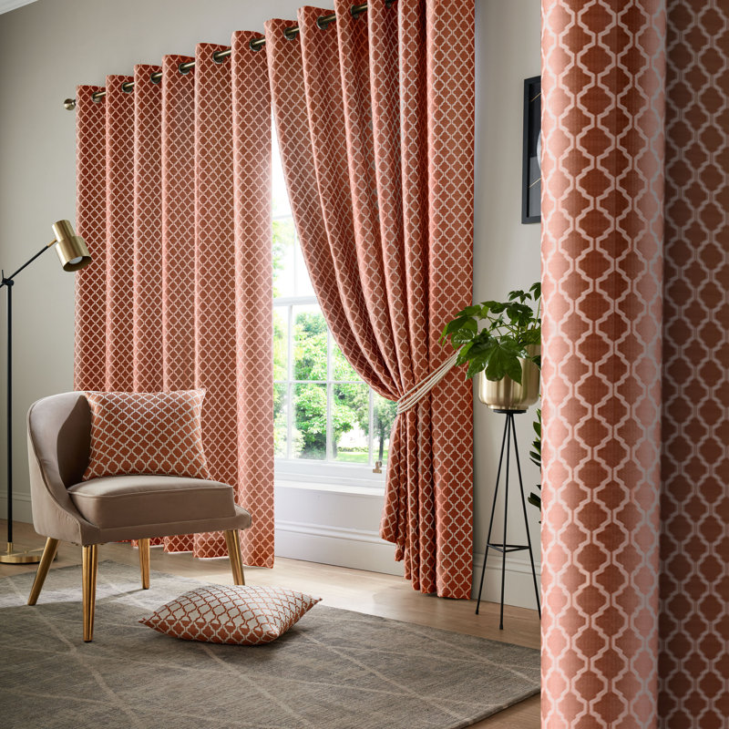 Dareece Cotswold Eyelet Ring Top Curtains, Width 167 x Drop 182 cm, Orange