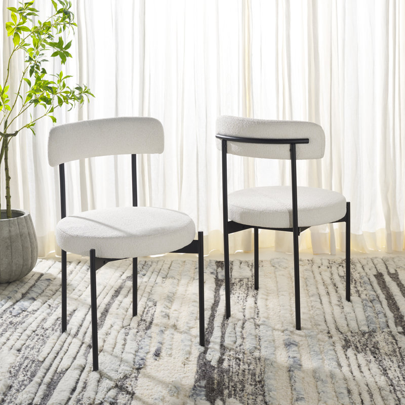 Liana 20'' H Boucle Upholstered Side Chair, White