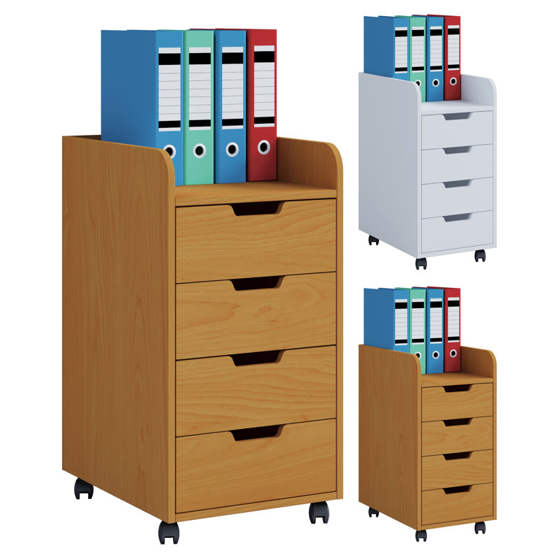 Fordham 40cm Wide 4 -Drawer Mobile Solid Wood File Cabinet, Light brown