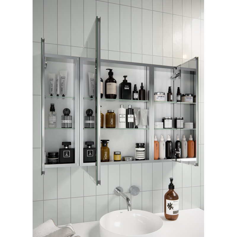 Recessed Frameless 3 Doors Medicine Cabinet with Adjustable Shelves