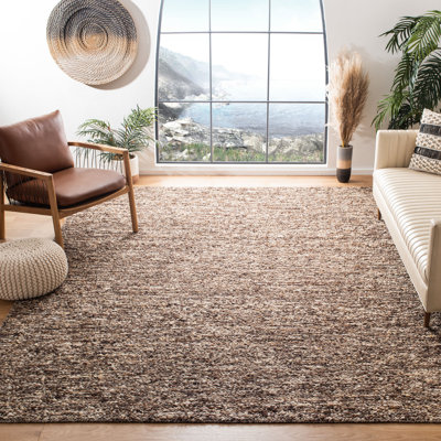 Tapis brun en laine / coton tissé à la main Highlands