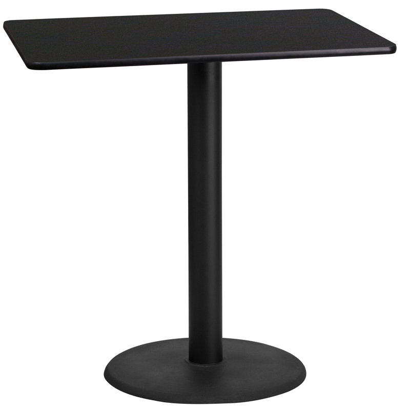 Carrus Rectangular Laminate Dining Table Top with Round Base, 43.12" H x 42" W x 24" D, Black