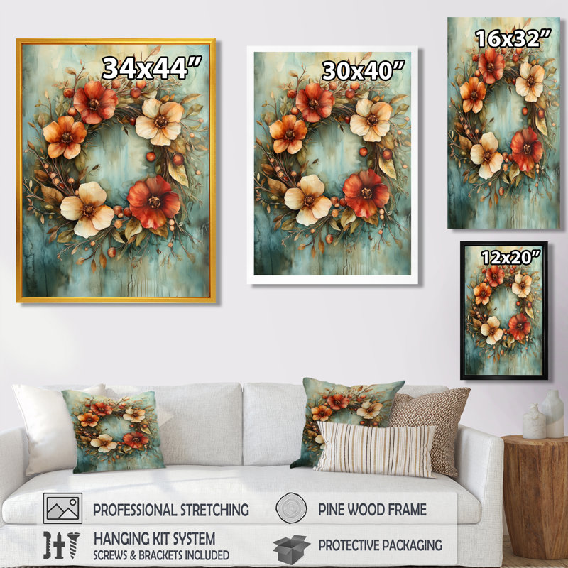 Garner - Floral Canvas Art Print, H 40 po x l 30 po, Reproduction encadrée sans passe-partout, Blanc