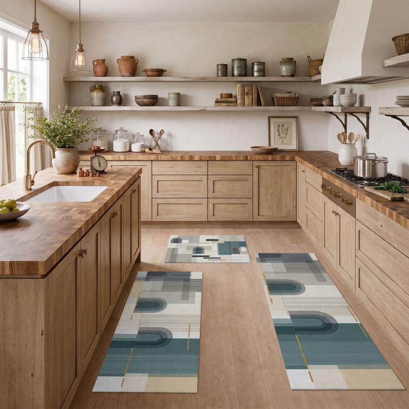 Tapis de cuisine géométriques antidérapants lavables