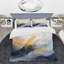 Tempête de marbre bleu et jaune III - peinture abstraite, ensemble de housse de couette-101244467