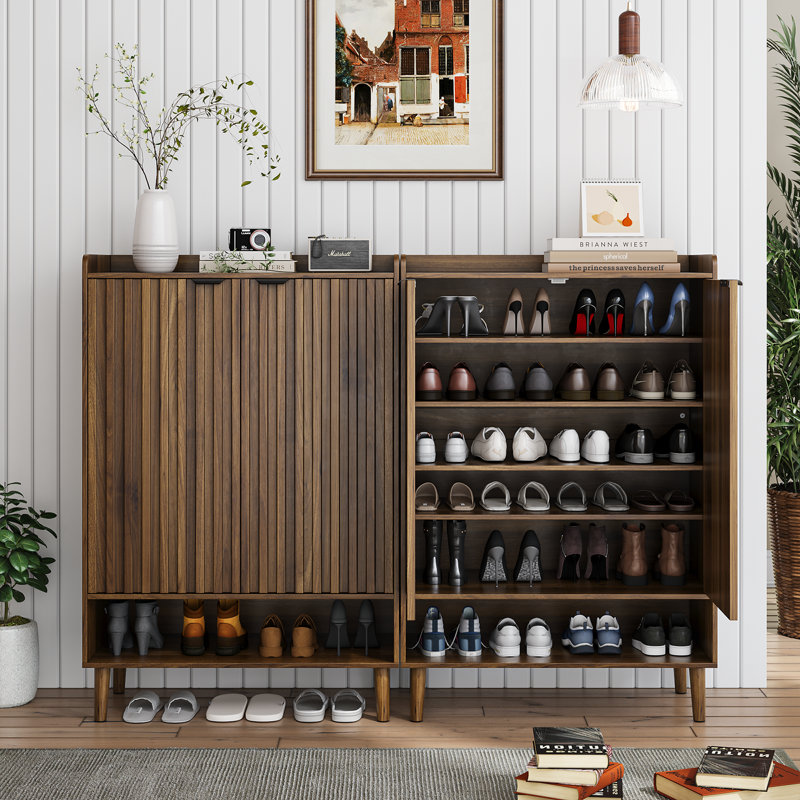 24 Pairs Shoe Storage Cabinet with 2 Doors,7-Tier Shoe Organizer with Adjustable Shelves for Entryway,Front Door & Hallway