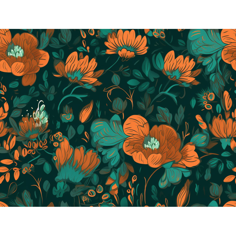 Machine Printed Comforter, Twin Comforter, Green/Orange Floral