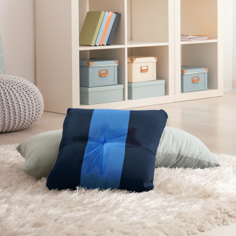  Coussin de sol touffeté, 26 po x 26 po, Bleu marine / bleu