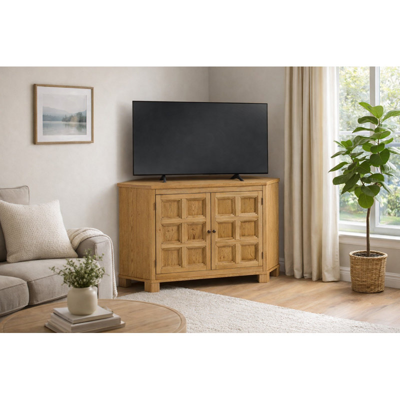 Meuble télé d'angle à panneau en bois, Chêne rustique