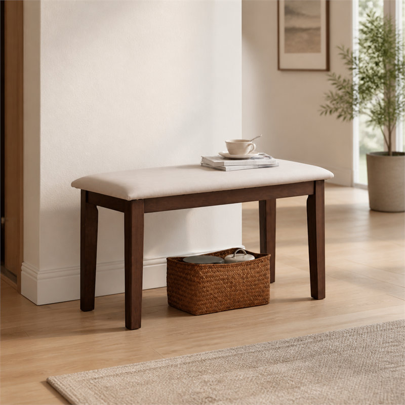 Banc rembourré en tissu brun Tech