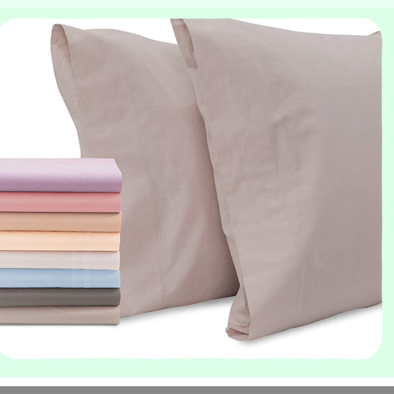 CottonGuard Pillow Protectors - Set of 2 Queen Size 20x36 Stone Pillow Cases, Breathable Fabric, Machine Washable, Protects from Dirt, Dust, Dander