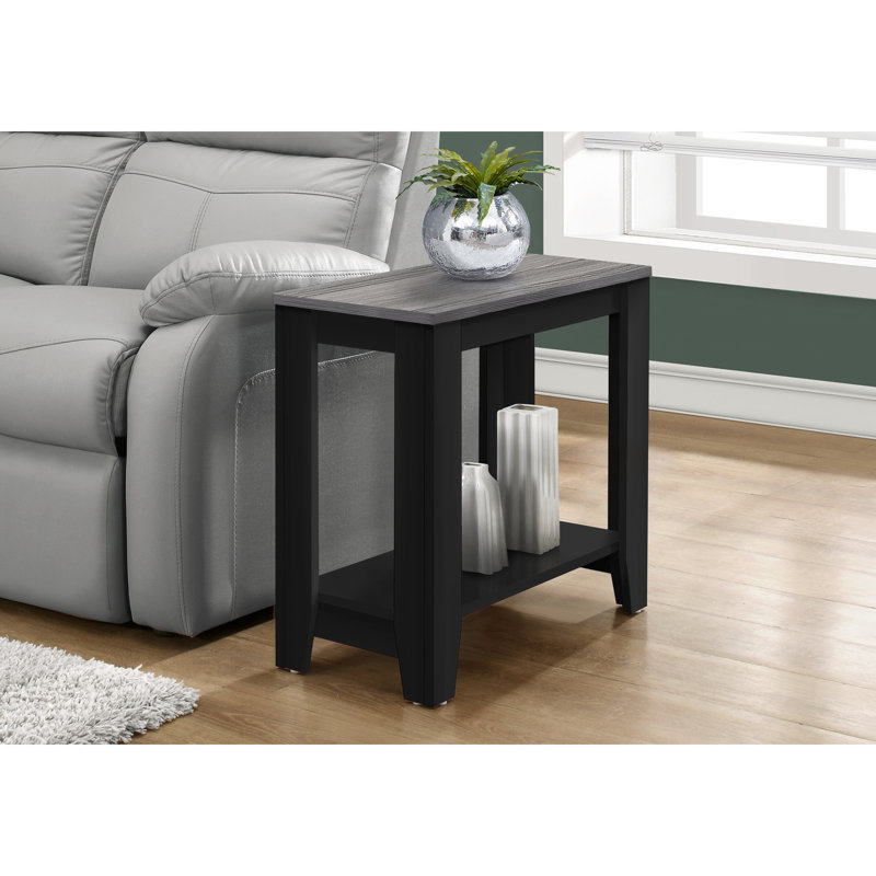 Versatile End Table In Transitional Style, Grey Wood Top, Black Frame, For Bedside Or Den, 22 Inch Tall Accent With Fashionable Can Be Used As Table, 11.88 Width