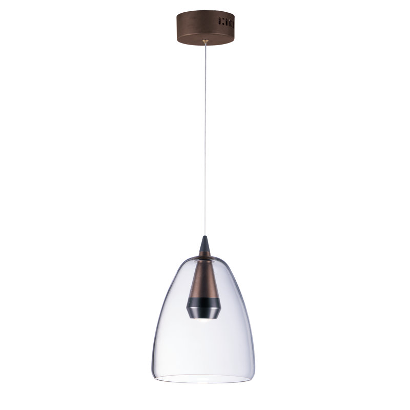 Luminaire suspendu 1 lumière à del simple Denning, Noir / Café