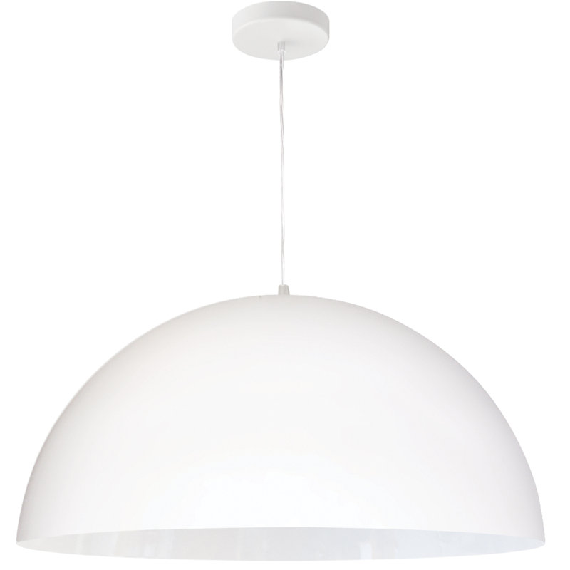 Ofelia 1 Light Single Dome Pendant, White, 10" H x 20" W x 20" D