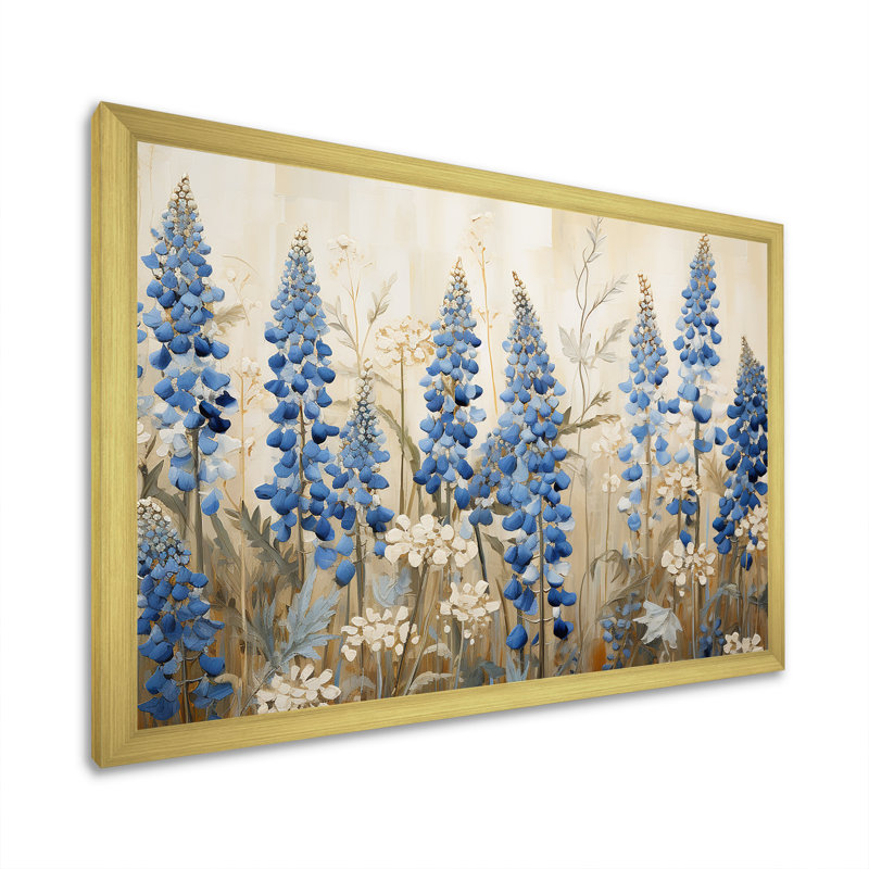 " Blue Bonnets Field Tranquility II ", 12" H x 20" W x 1" D, Gold