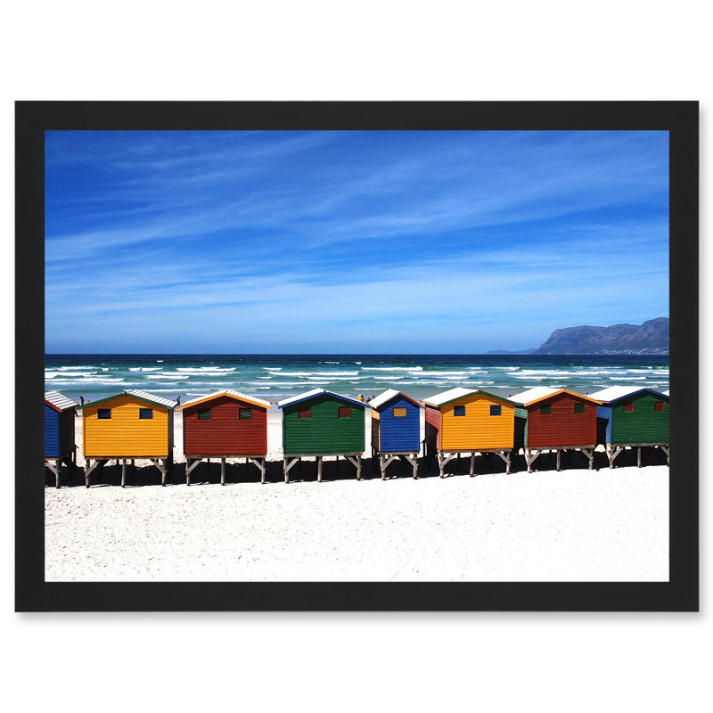 Photo Bright Painted Beach Huts Ocean England UK - Single Picture Frame Print