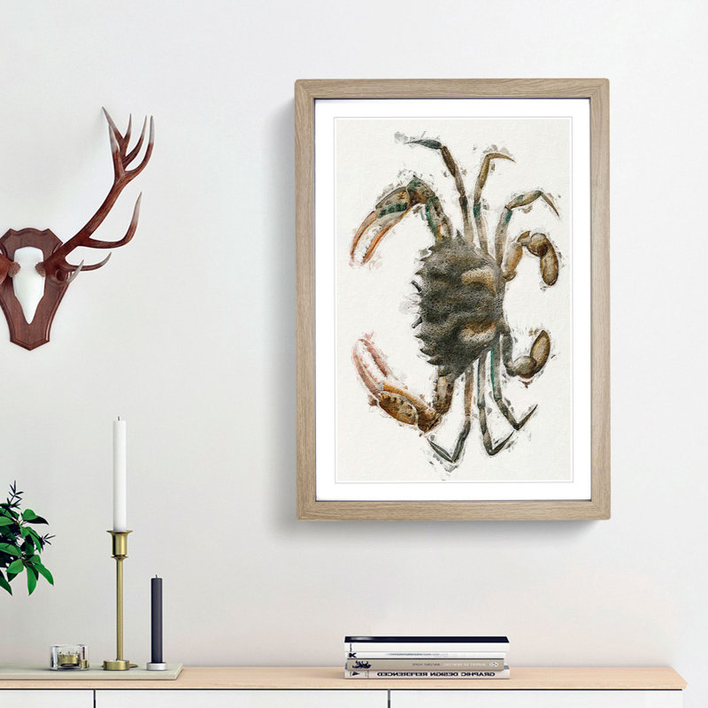 Lady Crab by J.E. De Kay - Framed Print, 48cm H x 36cm W x 2cm D, Oak Framed