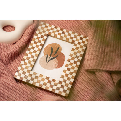 Picture Frame Bone & Wood Checkered Design