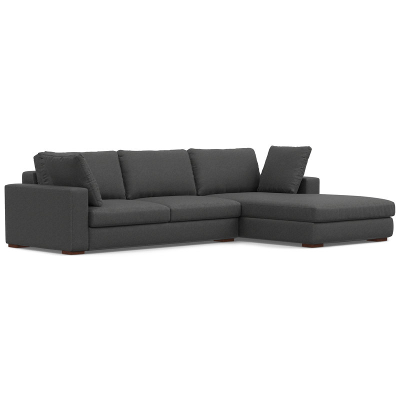 Charlie Large Deep Seater L-Shaped Performance Fabric Sofa in Contemporary Style, Pebble Gray, Right Sectional Sofa