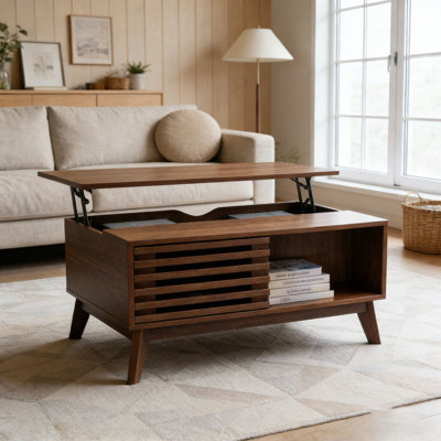 Table basse à plateau relevable avec rangement