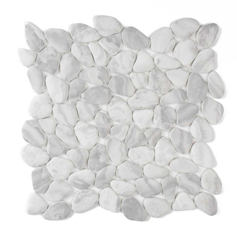 Huron Glass Pebbles Mosaic Tile, Glacier