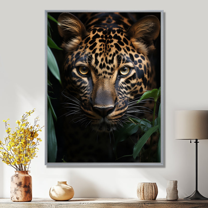 Leopard Silent Stalk I - Print, 40" H x 30" W x 1.5" D, Silver Floater Framed