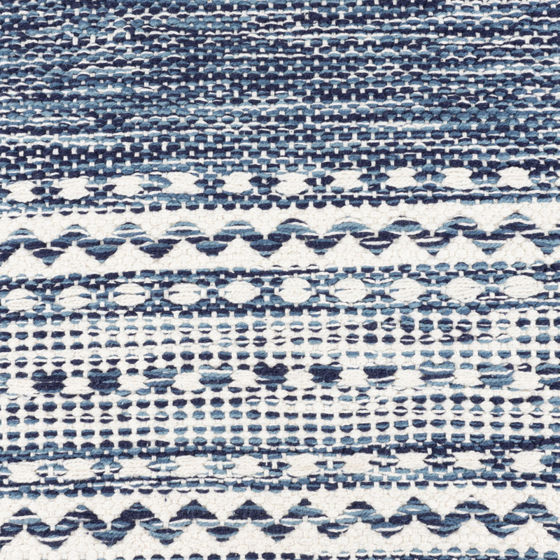 Julian Geometric Cotton Throw Pillow, Navy, Polyester/Polyfill, 20" x 20"