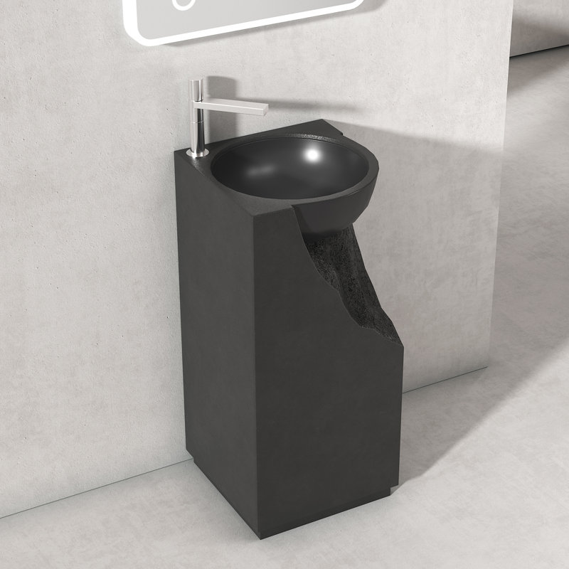 34" Freestanding Solid Surface Pedestal Bathroom Sink