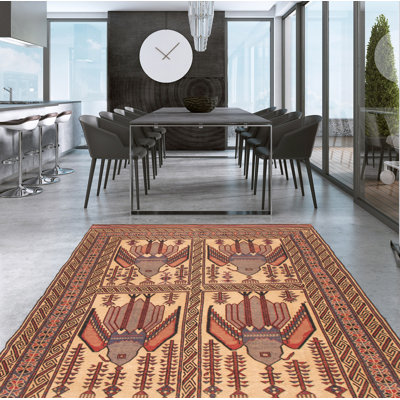 Tapis unique en laine noué à la main 6 pi 9 po x 8 pi 7 po nouvel âge Jlani
