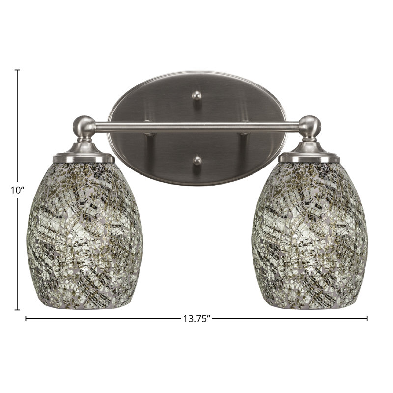 Bar Capri Light pour salle de bain avec verre fusion naturel, Nickel brossé, 2