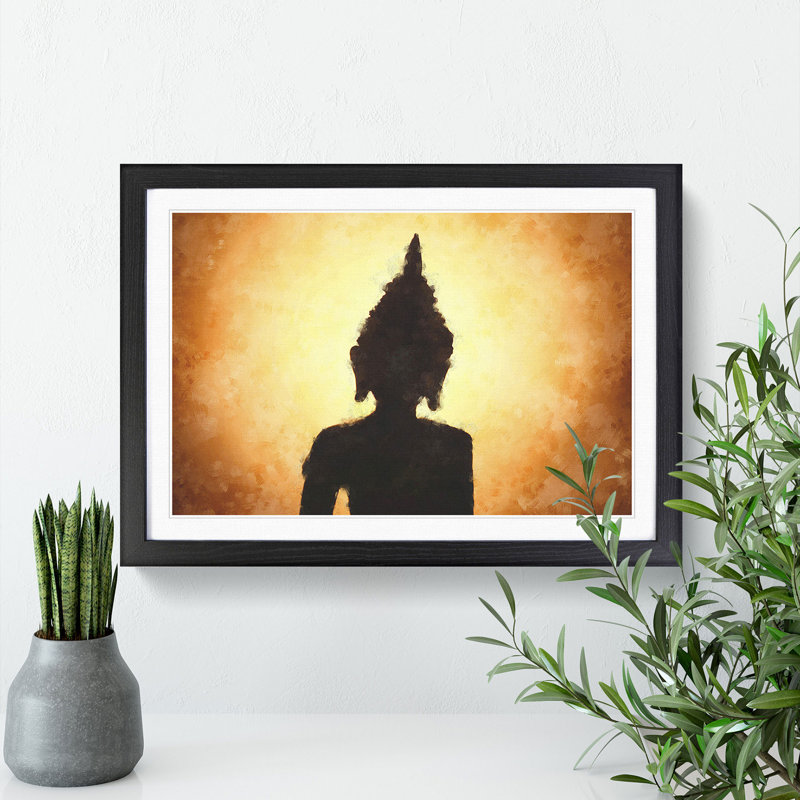 Buddha Statue Vol.4 - Picture Frame Painting, 27cm H x 36cm W x 2cm D, Black