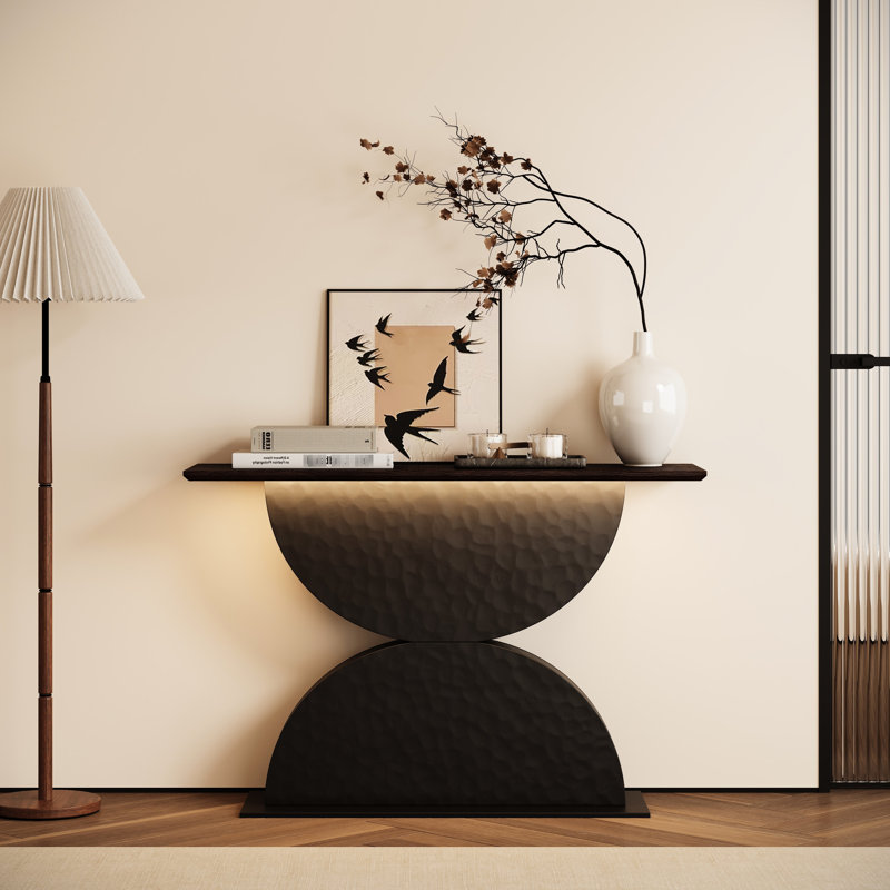 Console de 47 po en bois à texture martelée 47 po avec DEL, parfaite pour un décor de salon contemporain, une utilisation multi-scène, une installation rapide et des outils