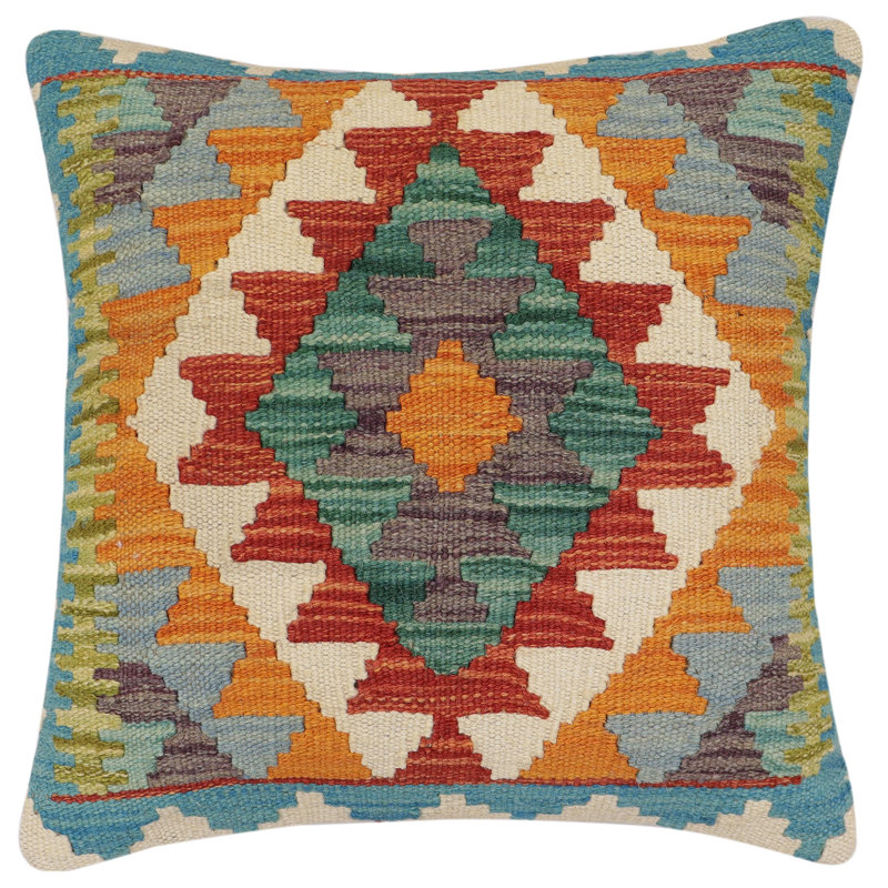 Coussin rustique en kilim tissé à la main rustique Tierney - 17 po x 18 po