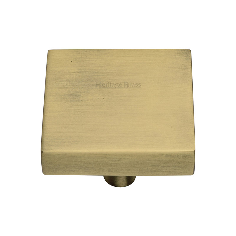 Heritage Brass Heritage Cabinet Knob Square Design, Antique Brass, 2.8cm H x 3.8cm W x 3.8cm D