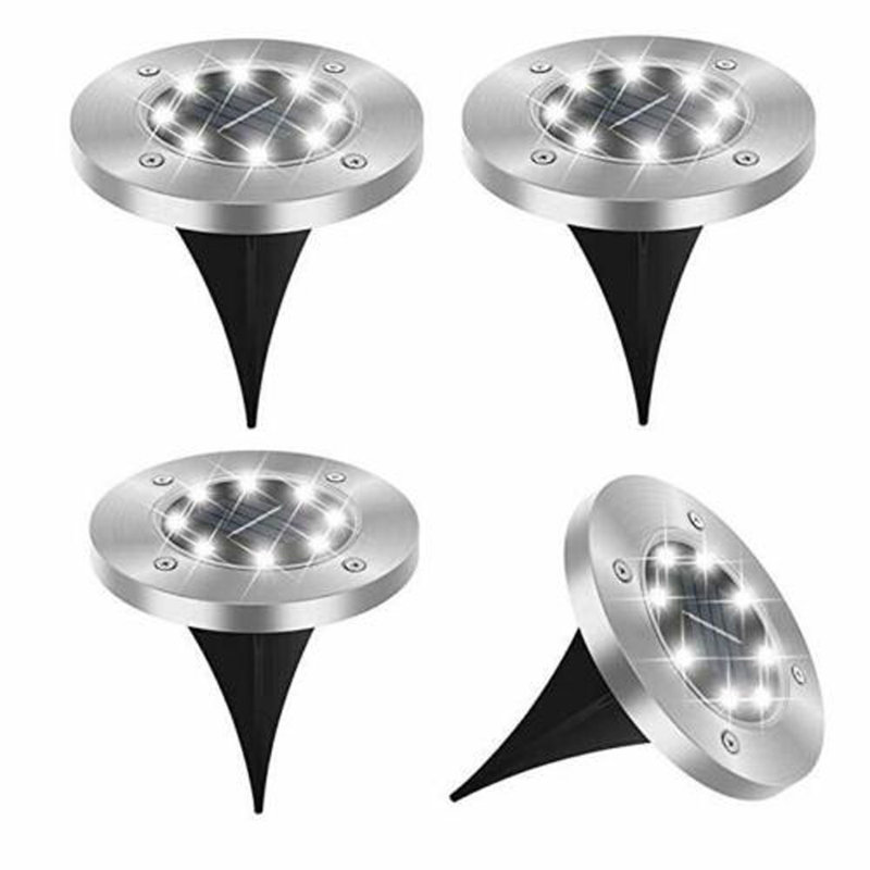 4 lumières à disque solaire enterrées pour l'extérieur