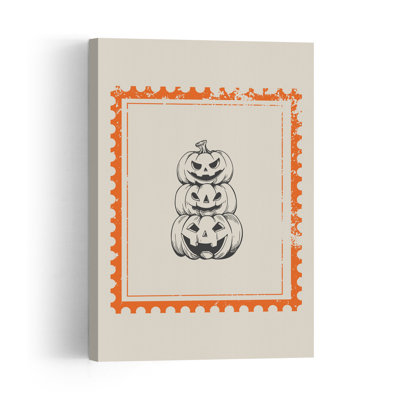 Citrouilles d'Halloween empilées - Affiche murale d'automne vintage