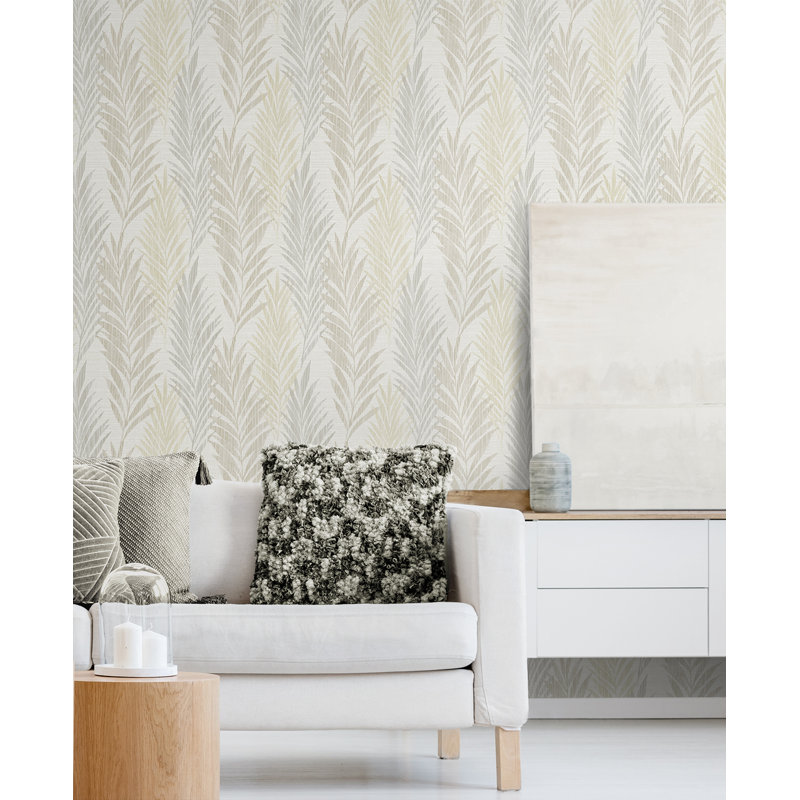 Papier peint floral Dehl, Kaki / lin