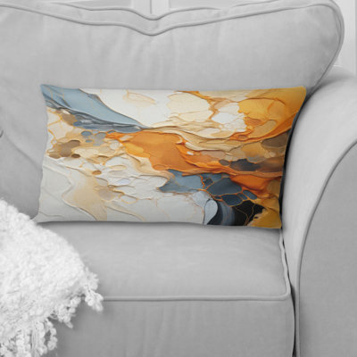 Orange Blue Line Art Abstract Expressionism - Line Art Printed Pillow
