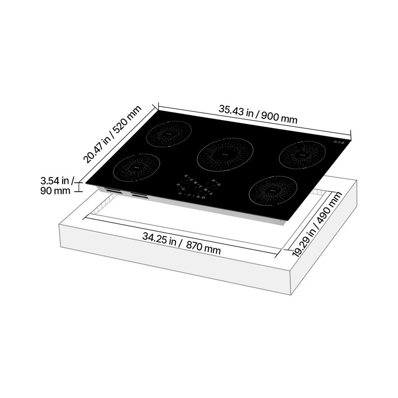 Plaque de cuisson à induction 36 pouces, 5 brûleurs, cuisinière électrique intégrée 220V 9200W, brûleur à induction pour la cuisine, avec 9 niveaux de puissance, écran tactile à DEL, surface en vitrocéramique, verrou pour enfant