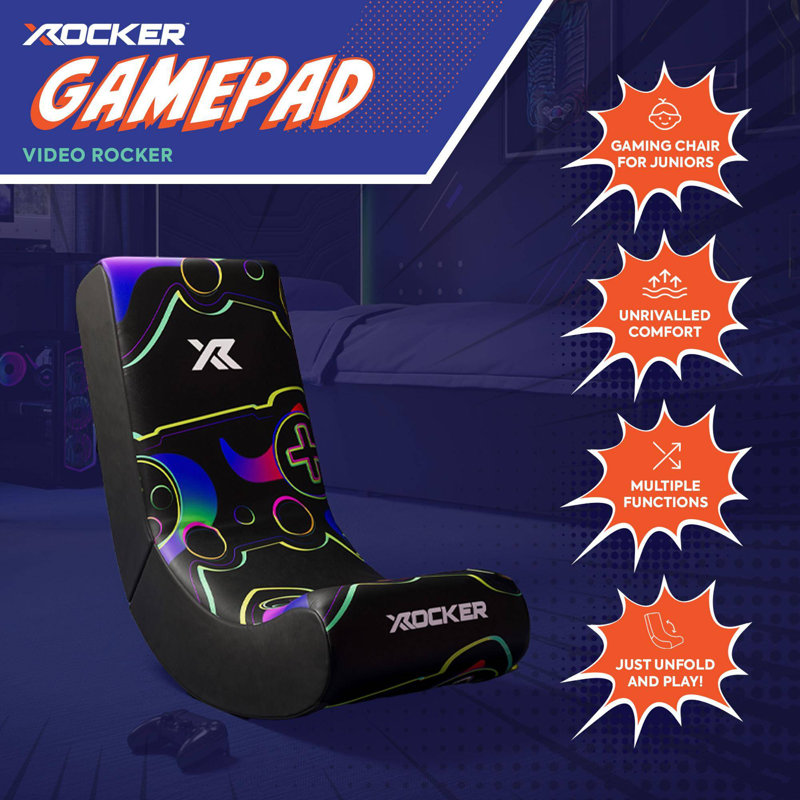 X Rocker Floor Game Chair in Black