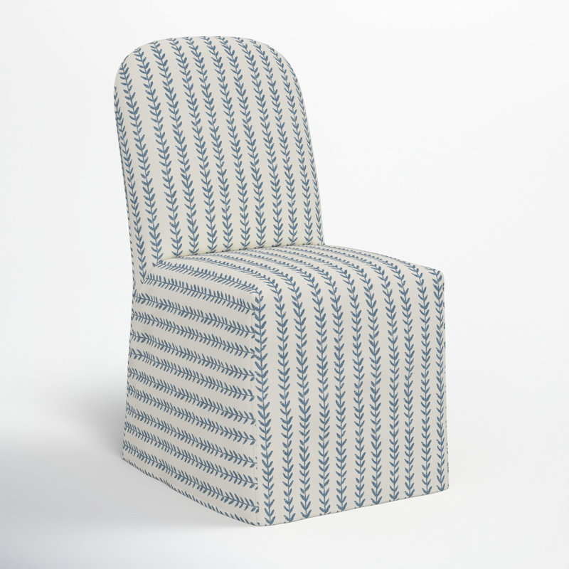 Maggie Slipcover Dining Chair, Vine Stripe Dusty Blue