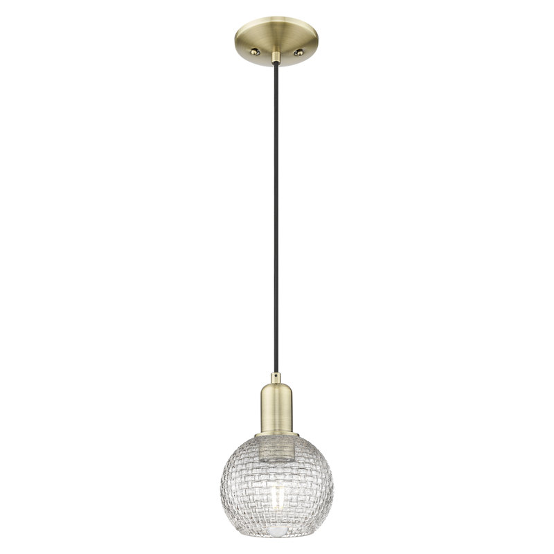Arcadia - Athènes - Mini luminaire suspendu 1 lumière, H 5,13 po x l 5,88 po x P 5,88 po, Laiton antique