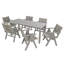 Table de salle à manger texturée en bois gris, 68,9 pouces de long, matériau des hanches, style minimaliste, trou de parasol, hanches intérieures et extérieures, esthétique, utilisation