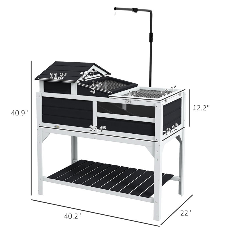 Habitat pour tortues de 40,9 po de hauteur avec couvercle ouvrable et plateau de terrarium fixe 40,2 po